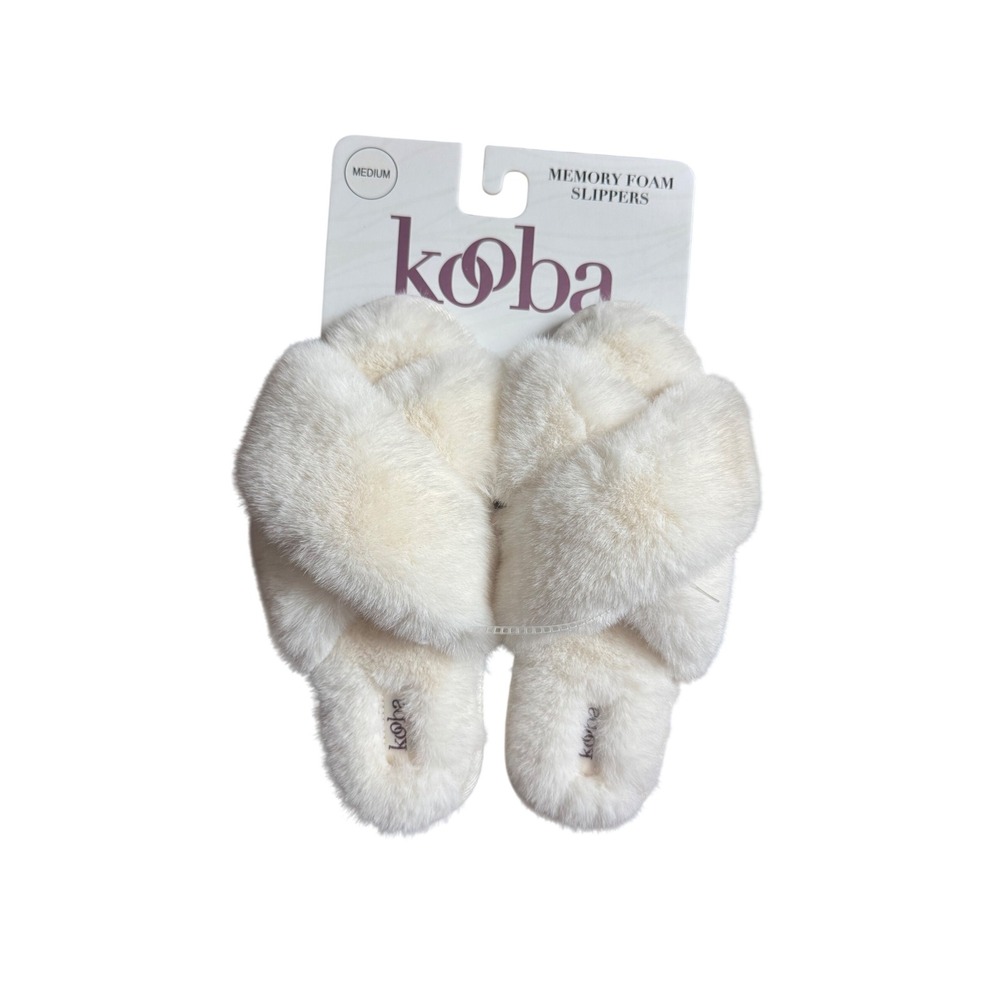 Kooba Women Memory Foam White Slippers Shoes Size M 6 1/2 to 7‎ 1/2 NWT